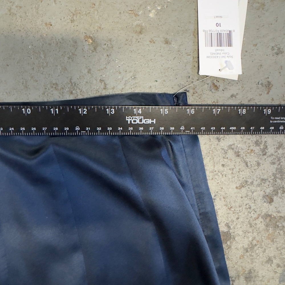 Calvin Klein Navy Inkwell 100% Silk Pleated Hem Midi Skirt Womens Size 10 NWT - Picture 8 of 9